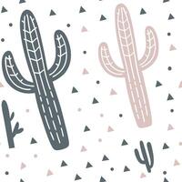 Botanical garden cactus seamless tiles pattern with various cactus species in natural greens on white background perfect for serene spaces Set 2 vector