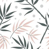 Botanical garden bamboo leaves seamless tiles pattern with various bamboo species in natural greens on white background perfect for serene spaces Set 2 vector