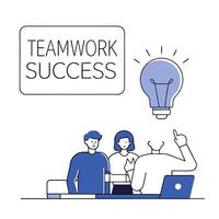 Bokeh Lightbulb in Mid Air Above a Team Discussion Set 2 vector