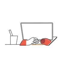 Bokeh Close Up of Hands Working on a Laptop Set 2 vector