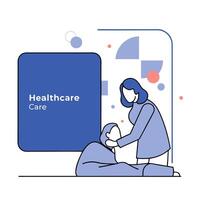 Bokeh digital art of a caregiver adjusting a pillow for a patient Set 2 vector