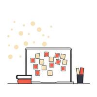 Bokeh Desk with Colorful Sticky Notes Arranged in a Pattern Set 2 vector