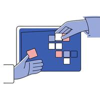 Bokeh Hands Passing Colorful Sticky Notes During Meeting Set 2 vector
