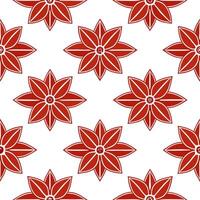 Bohemian poinsettia seamless tiles pattern with vibrant red blooms and intricate leaf details on white background ideal for eclectic spaces Set 3 vector