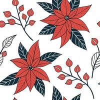 Art Deco poinsettia seamless tiles pattern with symmetrical poinsettia motifs and gold accents for glamorous interiors Set 7 vector