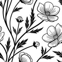 Art deco buttercup seamless pattern with metallic accents and geometric elements on white Set 2 vector