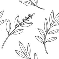 Abstract watercolor sage leaves seamless pattern with splashes and drips on white background Set 2 vector