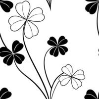 Abstract watercolor clover seamless pattern with splashes and drips on white background Set 2 vector