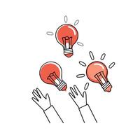 Abstract Hands Reaching for Digital Lightbulbs Set 2 vector