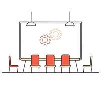 Abstract Gears Turning in the Background of a Meeting Room Set 2 vector