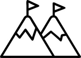 of two mountain peaks with flags isolated on white background vector