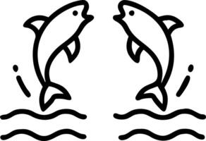 of two fish jumping out of water isolated on white background vector