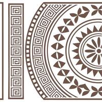Combine Greek ancient pottery designs with modern tiles patterns using earth tones and mythological figures concept as Focus on merging mythology with design by creating modern sea Dynamic Square vector