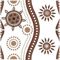Design a seamlessestiles pattern using Aboriginal Australian symbols featuring earthy tones and intricate dot painting designs concept as Incorporate Aboriginal Australian symbols a Dynamic Square vector