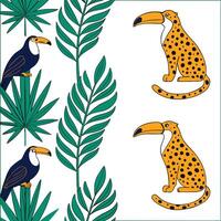 Design seamlessestiles pattern using tropical fauna from Central America such as toucans jaguars and monkeys with bold colors and intricate details concept as Create a bold and intr Dynamic Square vector