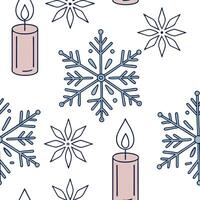 Elegant snowflake and candle seamless tiles pattern with warm winter glow and frosty accents concept as Elegant snowflakes paired with warm candles create a seamless tiles pattern wi flat Set 2 vector