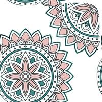 Ethnic graphics seamless pattern with intricate mandala designs and rich color palettes for a detailed cultural look concept as Intricate mandala designs with rich colors in ethnic flat Set 4 vector