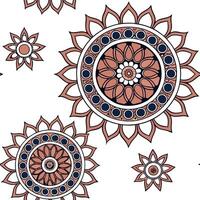 Ethnic graphics seamless pattern with intricate mandala designs and rich color palettes for a detailed cultural look concept as Intricate mandala designs with rich colors in ethnic flat Set 6 vector
