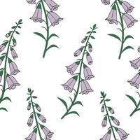 Elegant foxglove blooms seamless tiles pattern serene isolated white background ideal for classic home textiless wallpapers concept as Seamless tiles pattern featuring elegant foxglov flat vector
