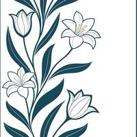 Elegant Easter lilies and tulips seamless tiles pattern with sophisticated spring design concept as Sophisticated spring design with elegant Easter lilies and tulips creates seamles flat vector