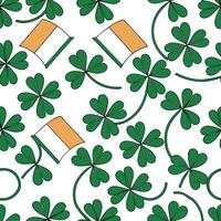 Elegant shamrocks and Irish flags seamless tiles pattern with rich green and orange hues concept as Rich green and orange hues highlight elegant shamrocks intertwined with Irish fla flat vector