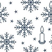Elegant snowflake and candlelight seamless tiles pattern with glowing winter ambiance concept as Glowing candlelight paired with elegant snowflakes create a seamless tiles pattern wi flat vector