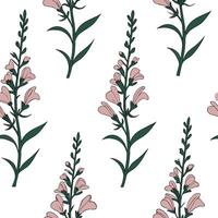 Elegant snapdragon blossoms seamless tiles pattern serene isolated white background ideal for classic home textiless wallpapers concept as Seamless tiles pattern featuring elegant sna flat vector