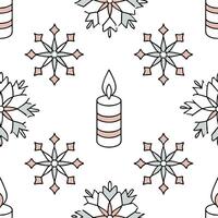 Elegant snowflake and candle seamless tiles pattern with warm winter glow and frosty accents concept as Elegant snowflakes paired with warm candles create a seamless tiles pattern wi flat Set 3 vector