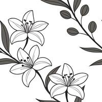 Elegant spring flower seamless pattern with orchids and lilies for luxurious home decor concept as Luxurious orchids and lilies in seamless patterns for elegant and refined spring flat vector