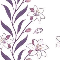 Elegant wildflowers seamless tiles pattern with delicate lilies and orchids in soft pastel colors for sophisticated living spaces concept as Delicate lilies and orchids in soft past flat vector