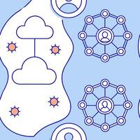 ERP on cloud and automation and collaboration concept as Automated cloud ERP facilitates seamless team collaboration enhancing productivity and effective communication in Photo S flat vector