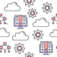 ERP on cloud and business and deployment concept as Deploy cloud based ERP systems for effective business management ensuring seamless implementation and operation in Photo Stock flat vector