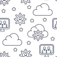 ERP on cloud and platform and collaboration concept as Cloud ERP platforms enhance collaboration enabling seamless teamwork and boosting business productivity efficiently in Phot flat vector