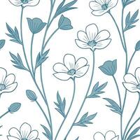Ethereal buttercup seamless pattern with light tones and airy elements on white background concept as Light toned ethereal buttercups with airy elements creating a dreamy seamless flat vector
