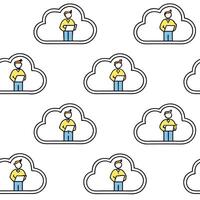 ERP on cloud and data and accessibility concept as Employees access vital data anytime via cloud ERP ensuring seamless operations and informed decision making in Photo Stock Con flat vector