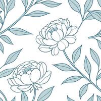 Ethereal peony seamless pattern with light tones and airy elements on white background concept as Light toned ethereal peonies with airy elements creating a dreamy seamless pattern flat vector