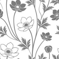 Ethereal silver Anemone seamless pattern with metallic shimmer on white background concept as Ethereal silver Anemone flowers with metallic shimmer creating delicate seamless patte flat vector