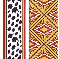 Ethnic graphics seamless pattern with vibrant animal prints and bold geometric shapes for a lively cultural design concept as Vibrant animal prints combined with bold geometric sha flat vector
