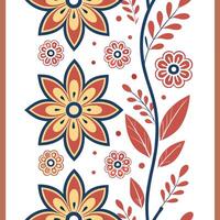 Ethnic patterns seamless design with floral motifs and bright colors for a vibrant lively cultural look concept as Vibrant ethnic patterns with floral motifs and bright colors perf flat vector
