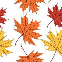 Fall leaves seamless pattern with colorful leaf bursts and vibrant hues for a dynamic autumn look concept as Vibrant autumn leaves pattern with colorful leaf bursts and dynamic hue flat vector
