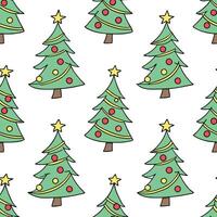 Festive Christmas tree seamless tile pattern with ornaments stars and snowy accents concept as Ornaments and stars adorn festive Christmas trees with snowy accents in a seamless ti flat Set 2 vector