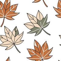 Flat Abstract autumn leaves seamless pattern with geometric leaf shapes and earthy tones for modern fall designs concept as Modern autumn leaves pattern with geometric shapes and e flat Set 2 vector