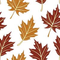 Flat Abstract autumn leaves seamless pattern with geometric leaf shapes and earthy tones for modern fall designs concept as Modern autumn leaves pattern with geometric shapes and e flat vector