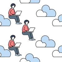 Flat Abstract digital art of a person using a tablet to work remotely in a minimalist home office with soft bokeh effects concept as A smooth pan shows a remote worker in a minima flat vector