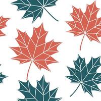 Flat Abstract geometric maple leaves seamless pattern with vibrant hues and dynamic layout on white concept as Vibrant geometric maple leaves with dynamic layout forming an abstrac flat vector