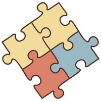 Flat Abstract puzzle pieces of different colors fitting together with copy space concept as A soft abstract image depicts puzzle pieces of various colors fitting together seamlessl flat vector