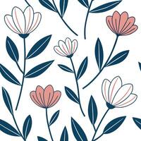 Flat Abstract spring flower seamless pattern with modern geometric shapes for contemporary spaces concept as Abstract flowers with geometric shapes in a seamless tile pattern for m flat vector