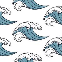 Flat Abstract summer waves seamless pattern with artistic wave shapes and vibrant hues for creative beach designs concept as Artistic summer wave pattern with abstract shapes and v flat vector