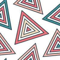Flat Abstract triangle seamless pattern with overlapping shapes and vibrant hues on white background concept as Overlapping triangle shapes with vibrant hues creating abstract seam flat vector