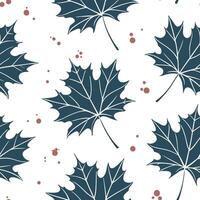 Flat Abstract watercolor maple leaves seamless pattern with splashes and drips on white background concept as Abstract watercolor maple leaves with artistic splashes and drips form flat vector